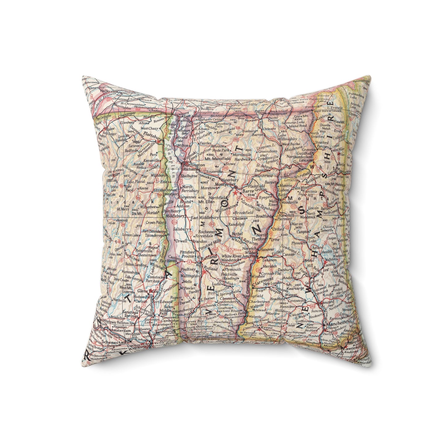 Vermont vintage map pillow