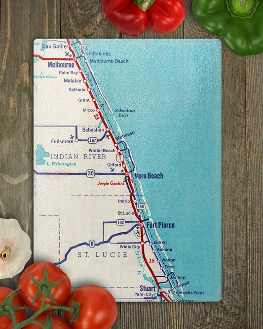 Vero Beach Florida Map Cutting Board | Travel Gift | Kitchen Decor