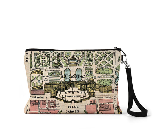 Versailles France map wristlet travel pouch