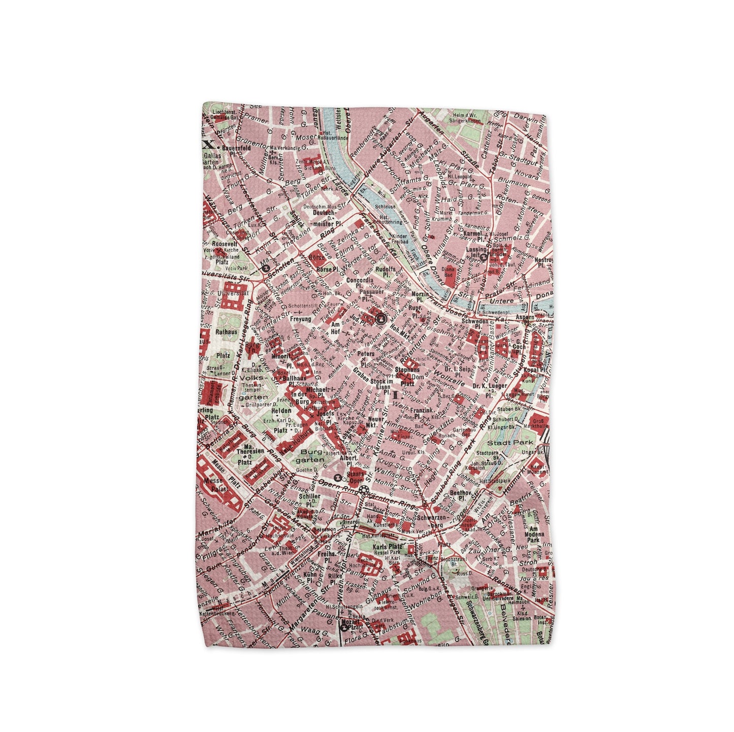 Vienna Austria Map Tea Towel | Waffle-Weave Kitchen Towel Gift