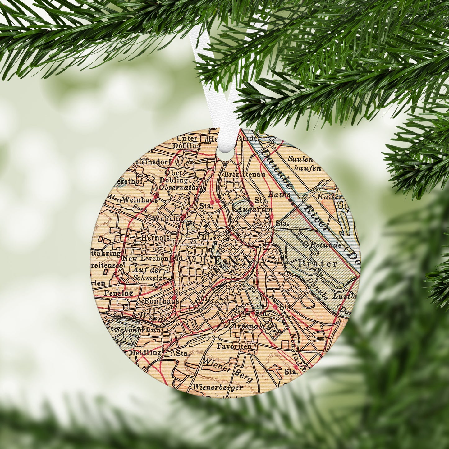 Vienna Austria Vintage Map Ornament