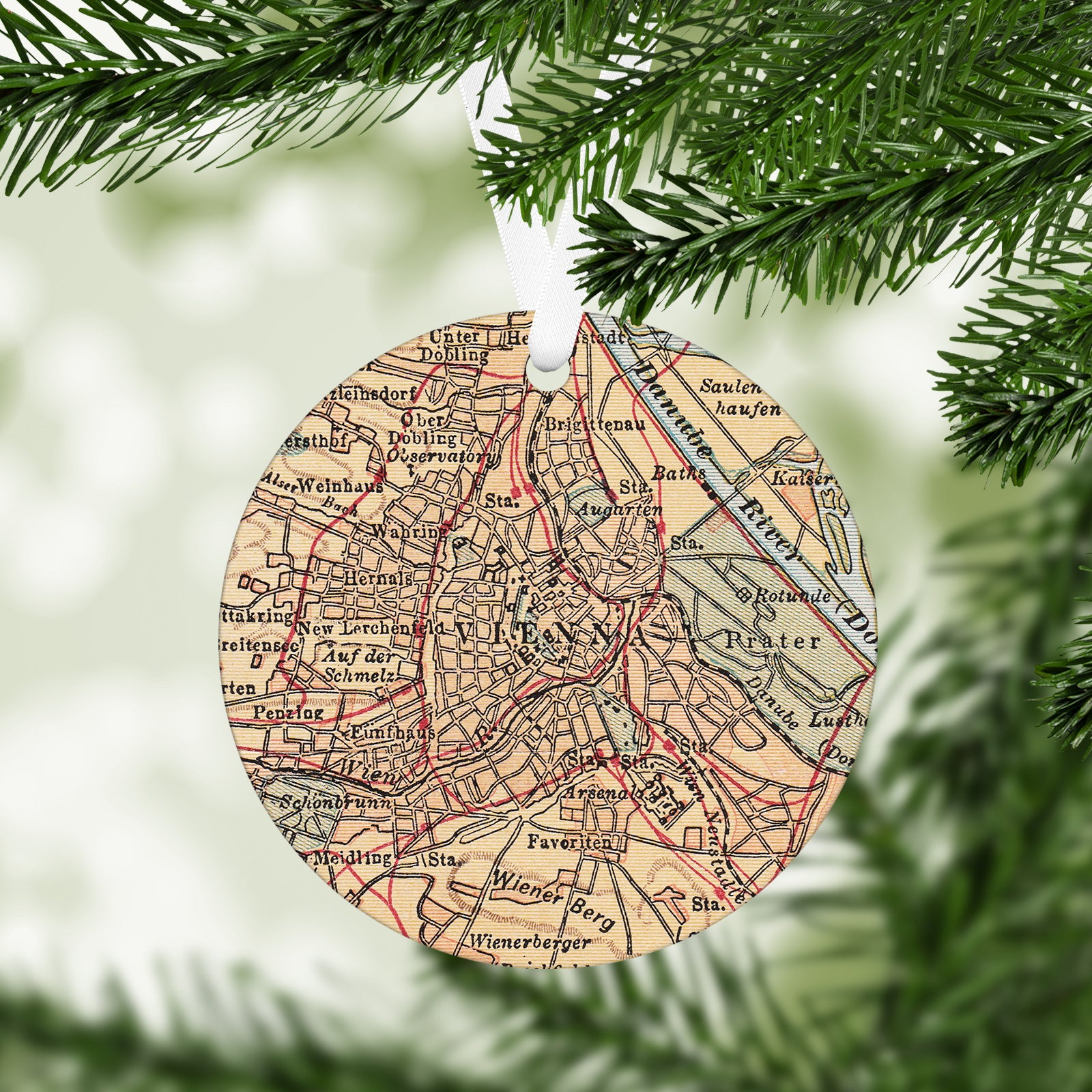 Vienna Austria Vintage Map Ornament