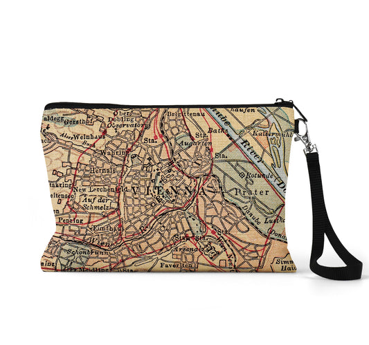 Vienna Austria map wristlet travel pouch