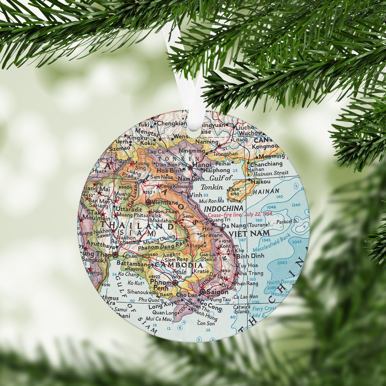 Vietnam Vintage Map Ornament