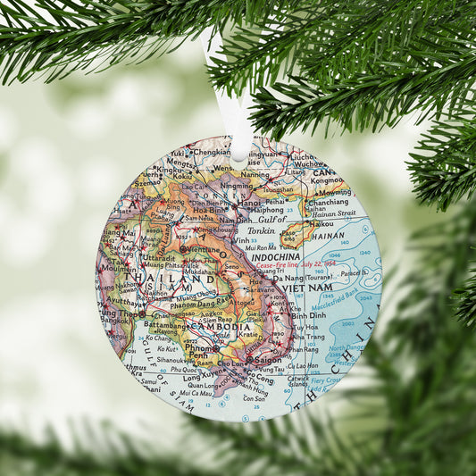 Vietnam Vintage Map Ornament