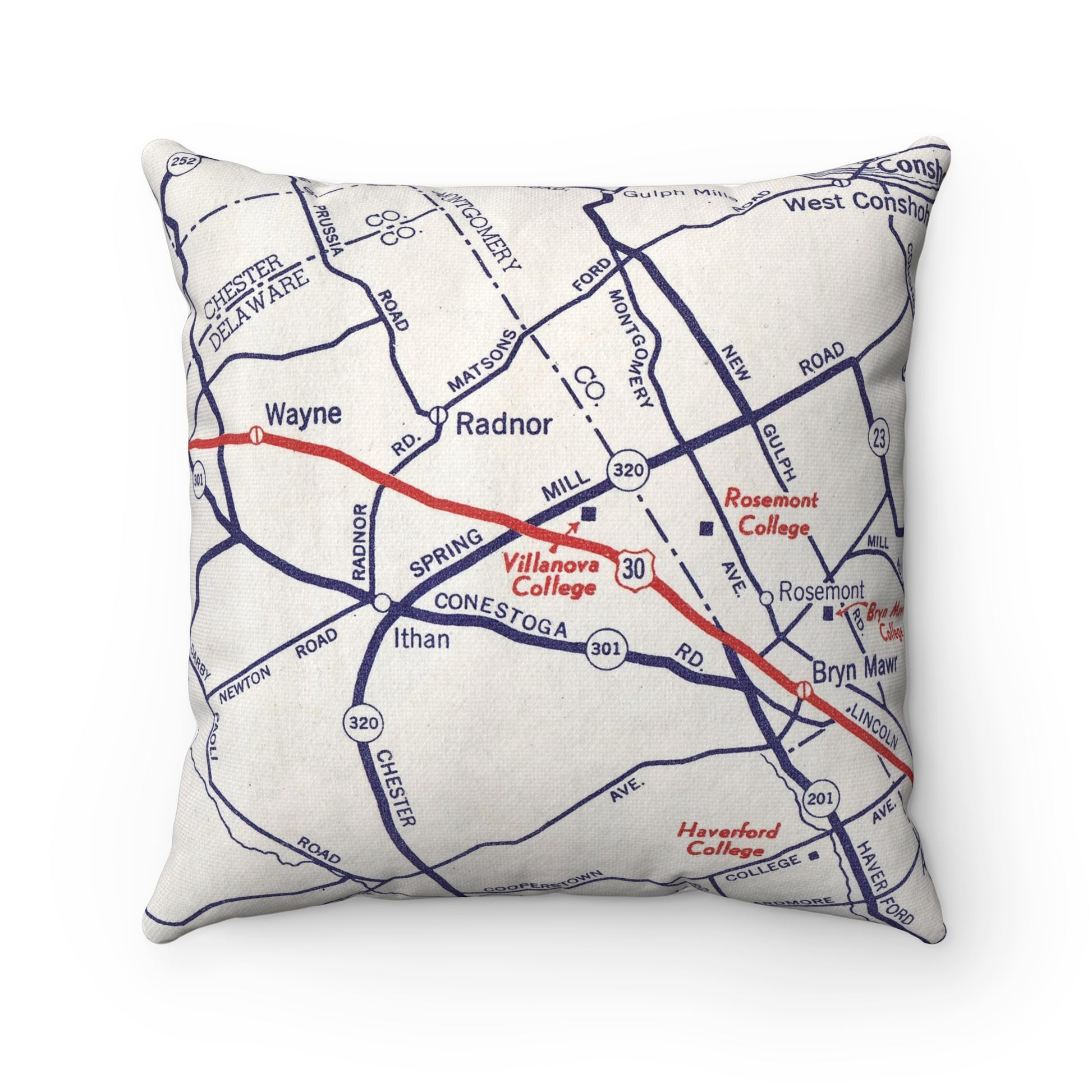Villanova vintage map pillow