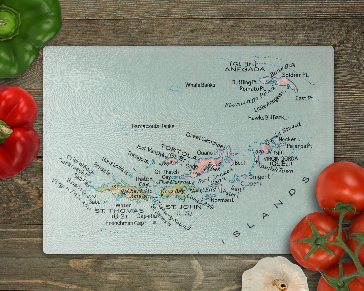 Virgin Islands Map Cutting Board | Travel Gift | Kitchen Decor
