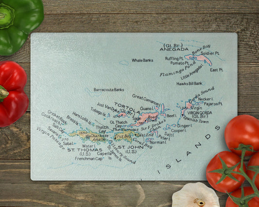 Virgin Islands Map Cutting Board | Travel Gift | Kitchen Decor