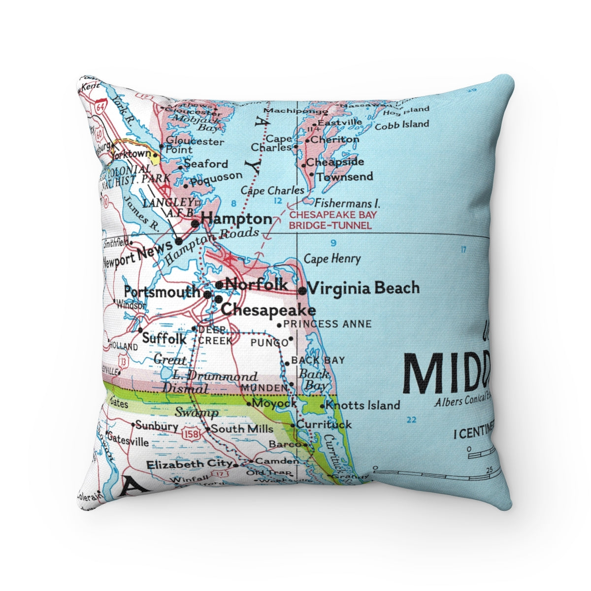 Virginia Beach vintage map pillow
