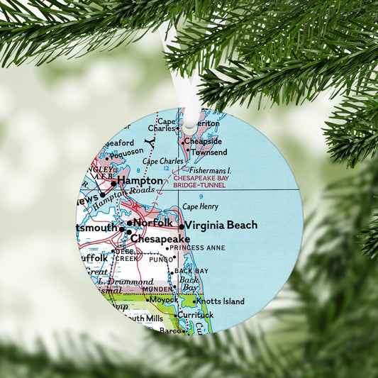 Virginia Beach Virginia Vintage Map Ornament