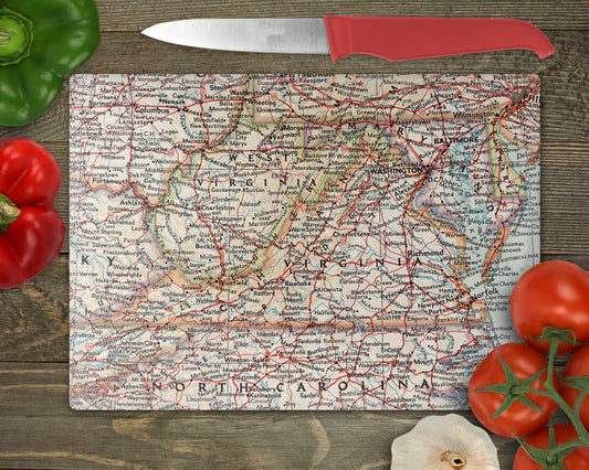 Virginia Map Cutting Board | Travel Gift | Kitchen Decor