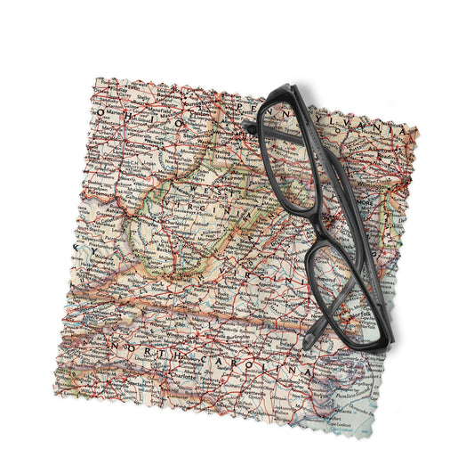 Virginia Map Lens Cloth | Microfiber Glasses Cleaner | Travel Gift