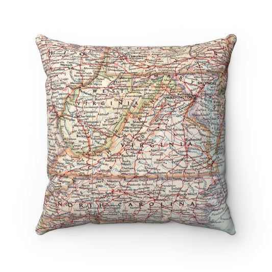 Virginia vintage map pillow