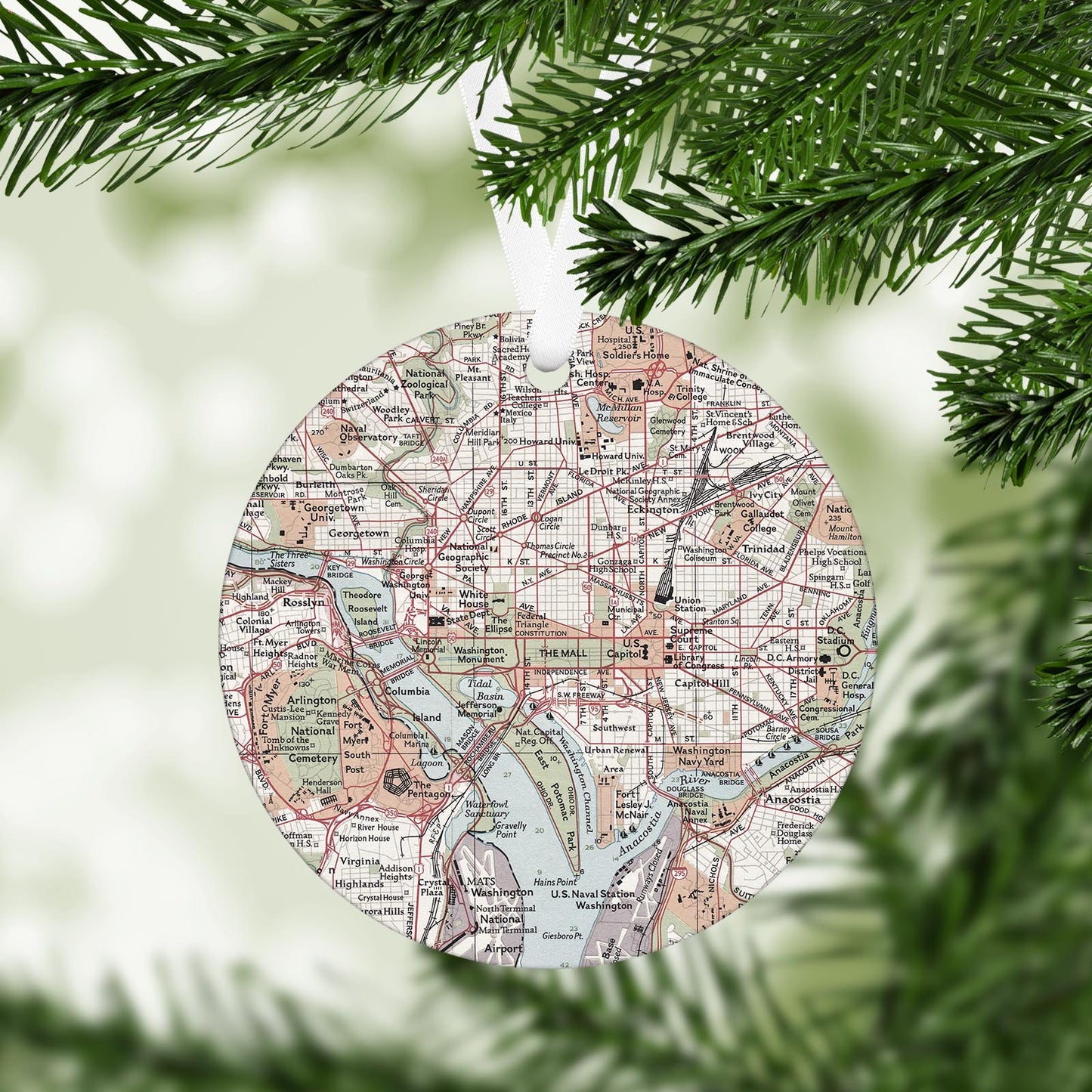 Washington DC Vintage Map Ornament