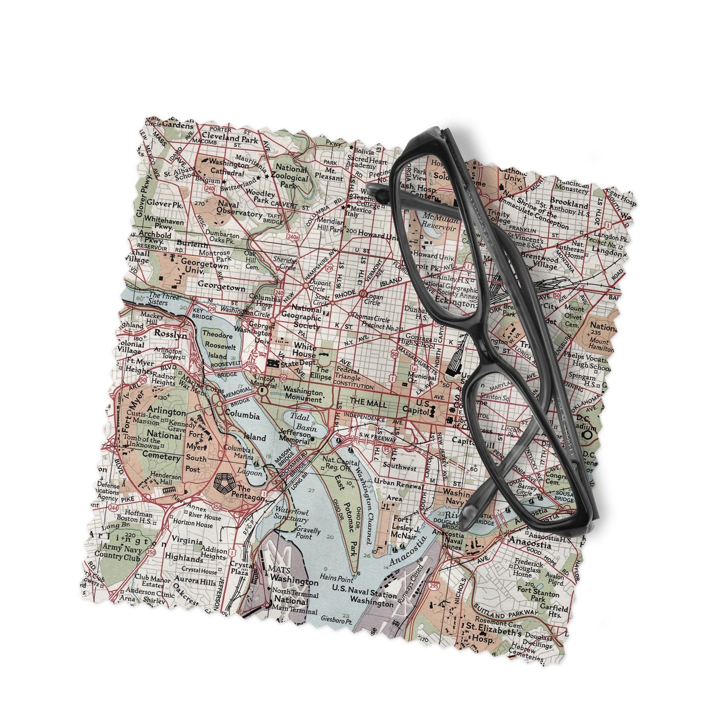 Washington DC Map Lens Cloth | Microfiber Glasses Cleaner | Travel Gift