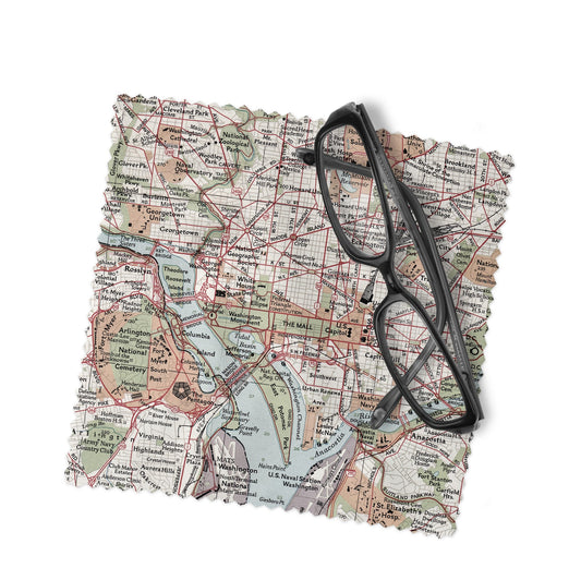 Washington DC Map Lens Cloth | Microfiber Glasses Cleaner | Travel Gift