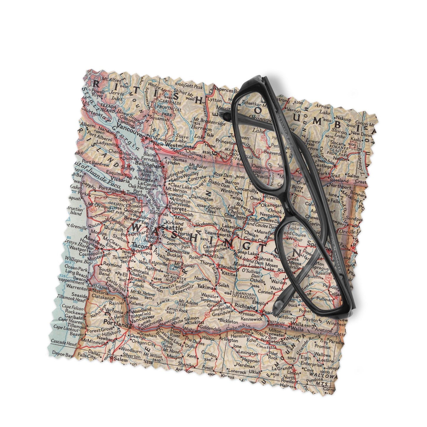 Washington State Map Lens Cloth | Microfiber Glasses Cleaner | Travel Gift