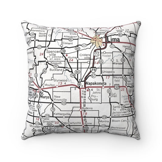 Wapakoneta Ohio vintage map pillow