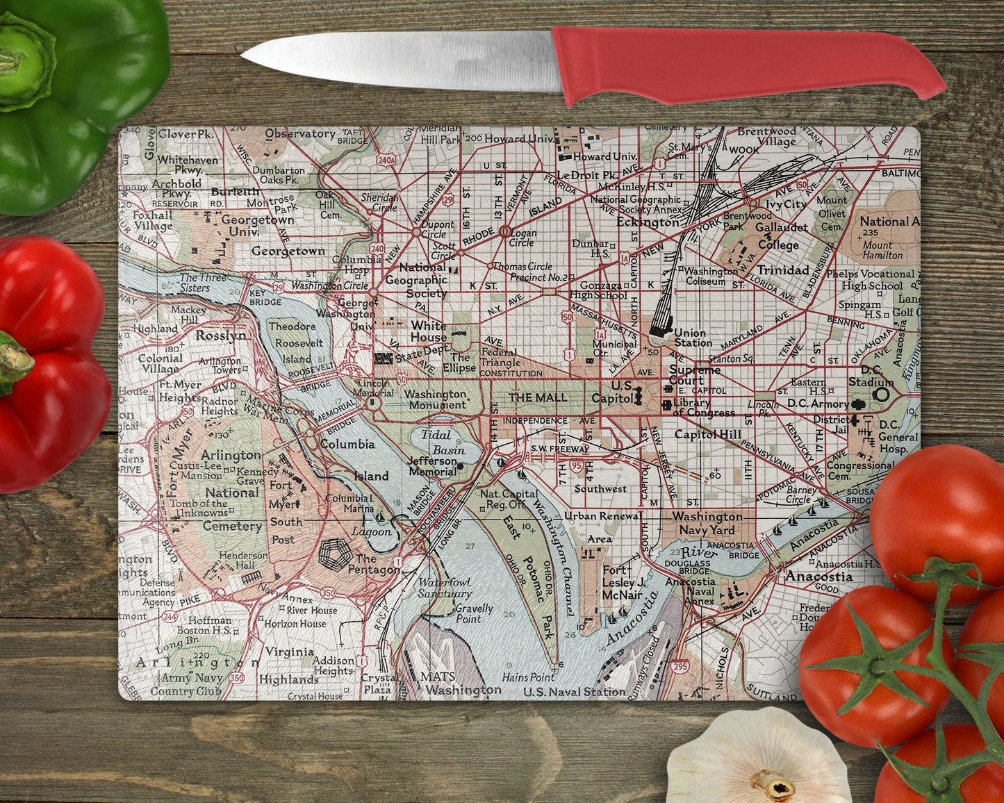 Washington DC Map Cutting Board | Travel Gift | Kitchen Decor