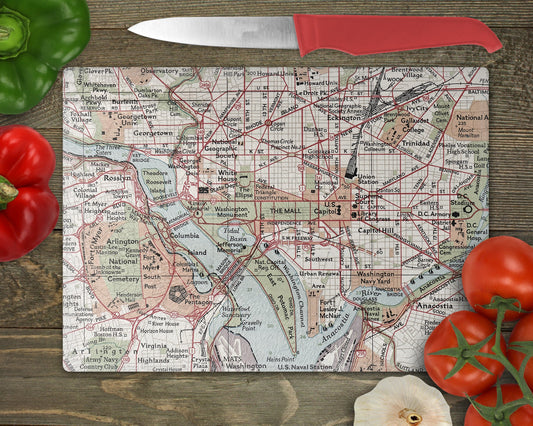 Washington DC Map Cutting Board | Travel Gift | Kitchen Decor