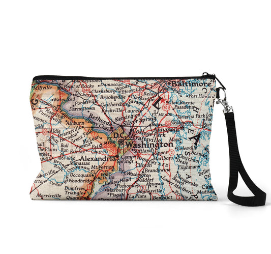 Washington map wristlet travel pouch