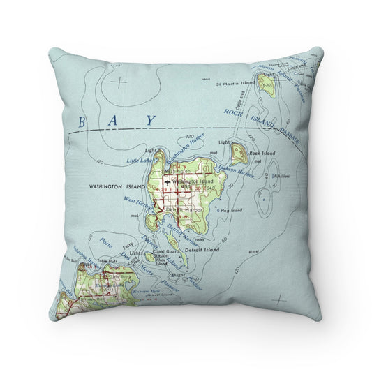 Washington Island Wisconsin vintage map pillow