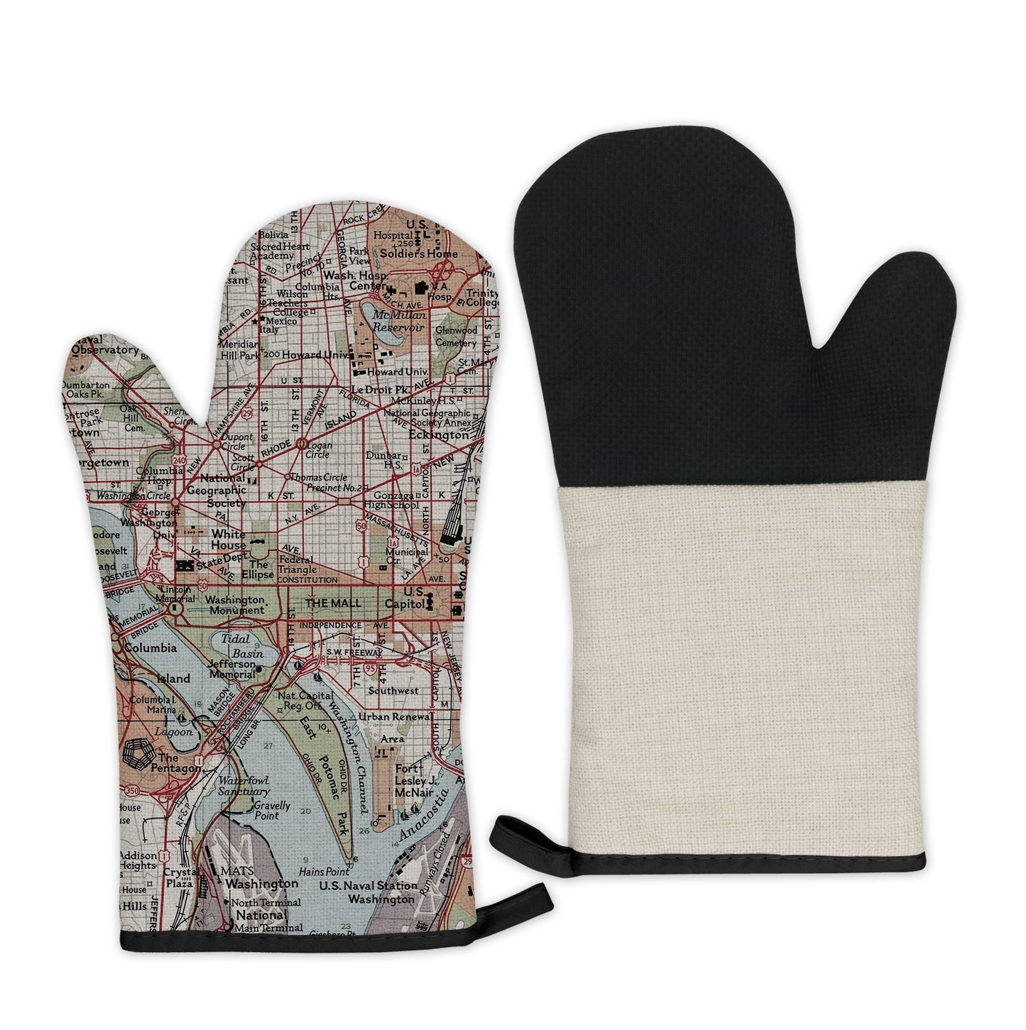 Washington, DC Map Oven Mitt | Vintage-Inspired Kitchen Gift