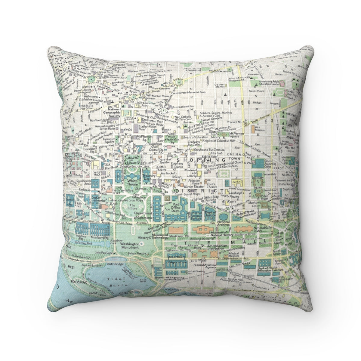 Washington DC vintage map pillow