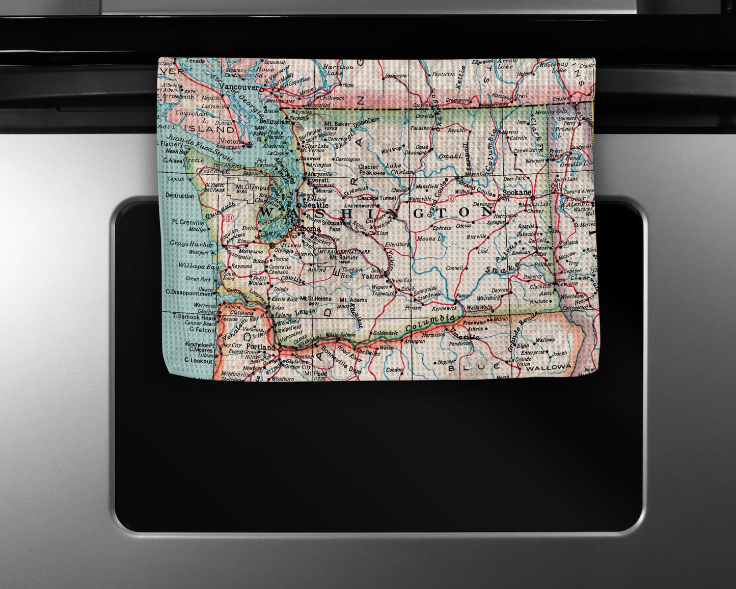 Washington State Map Tea Towel | Waffle-Weave Kitchen Towel Gift