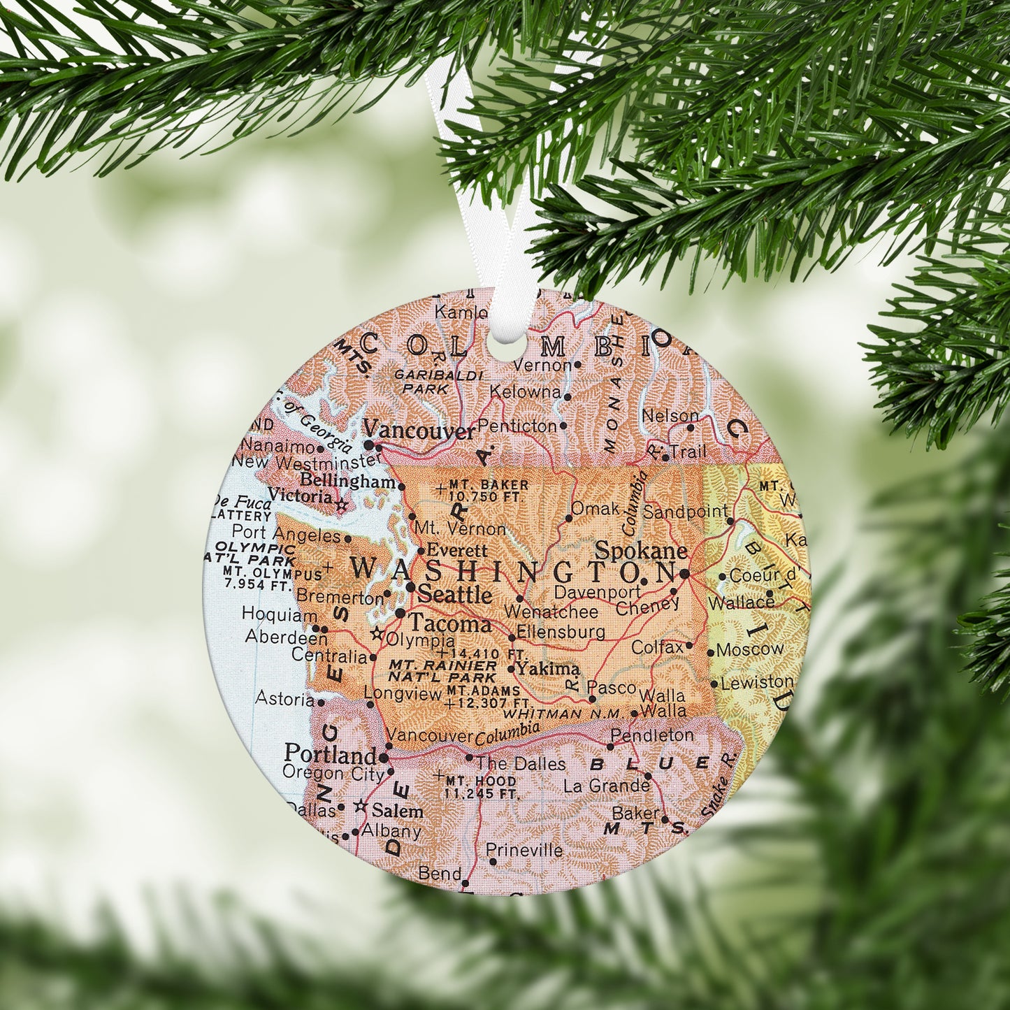 Washington Vintage Map Ornament