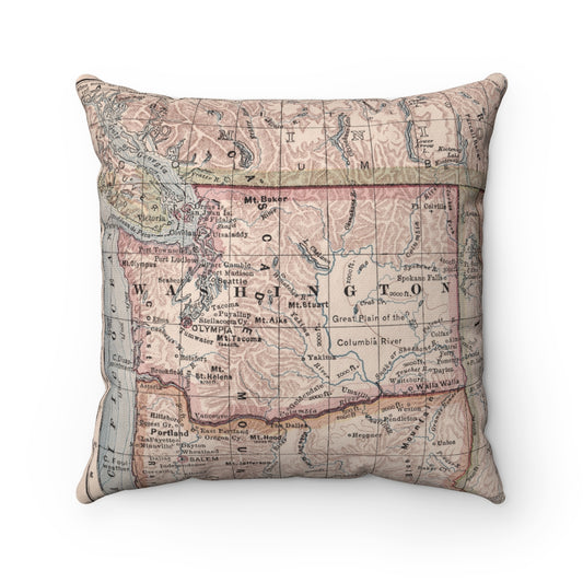 Washington State vintage map pillow