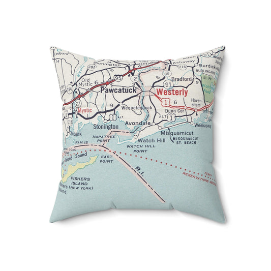 Watch Hill Rhode Island vintage map pillow