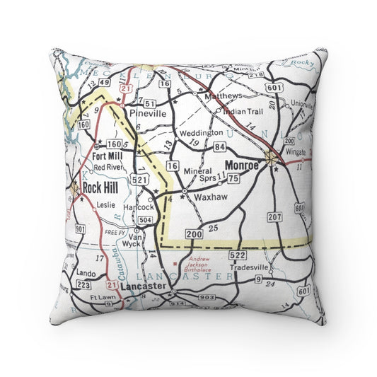 Waxhaw North Carolina vintage map pillow