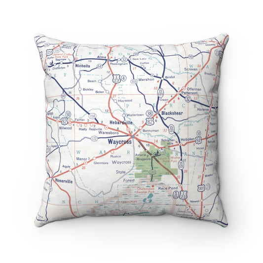 Waycross Georgia vintage map pillow