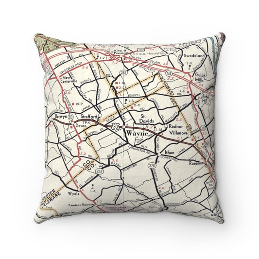 Wayne Pennsylvania vintage map pillow
