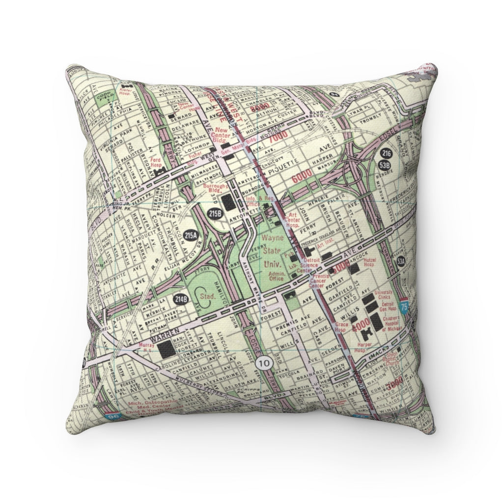 Wayne State University vintage map pillow