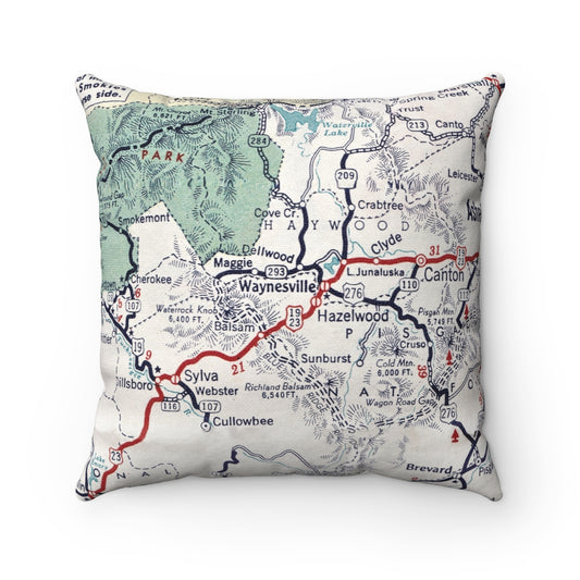 Waynesville North Carolina vintage map pillow