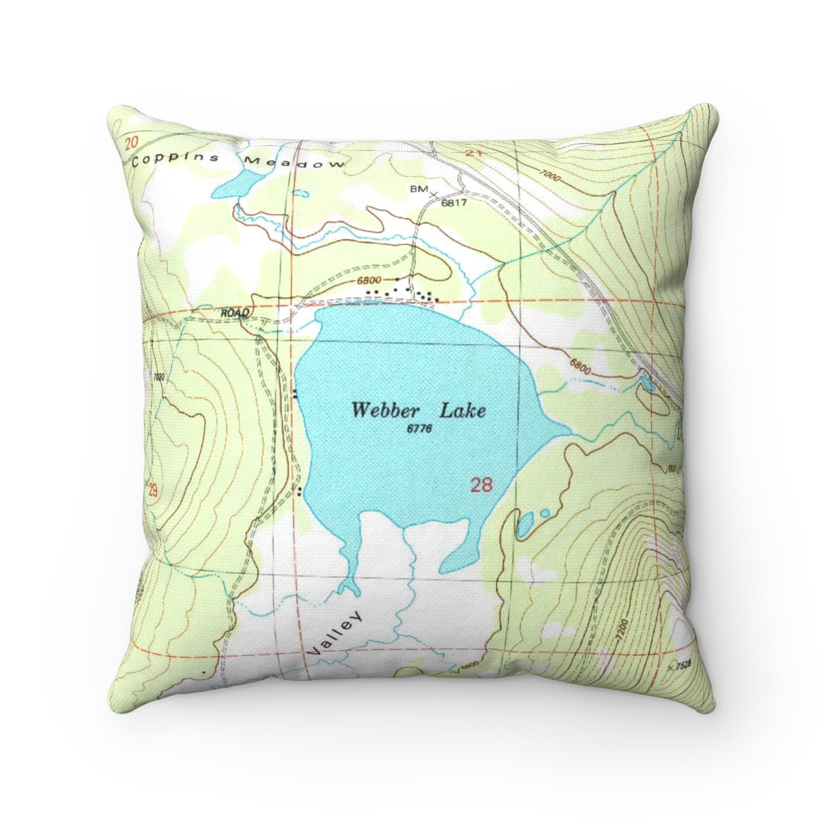 Webber Lake California vintage map pillow