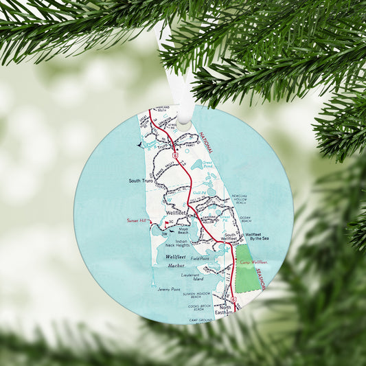 Wellfleet Massachusetts Vintage Map Ornament