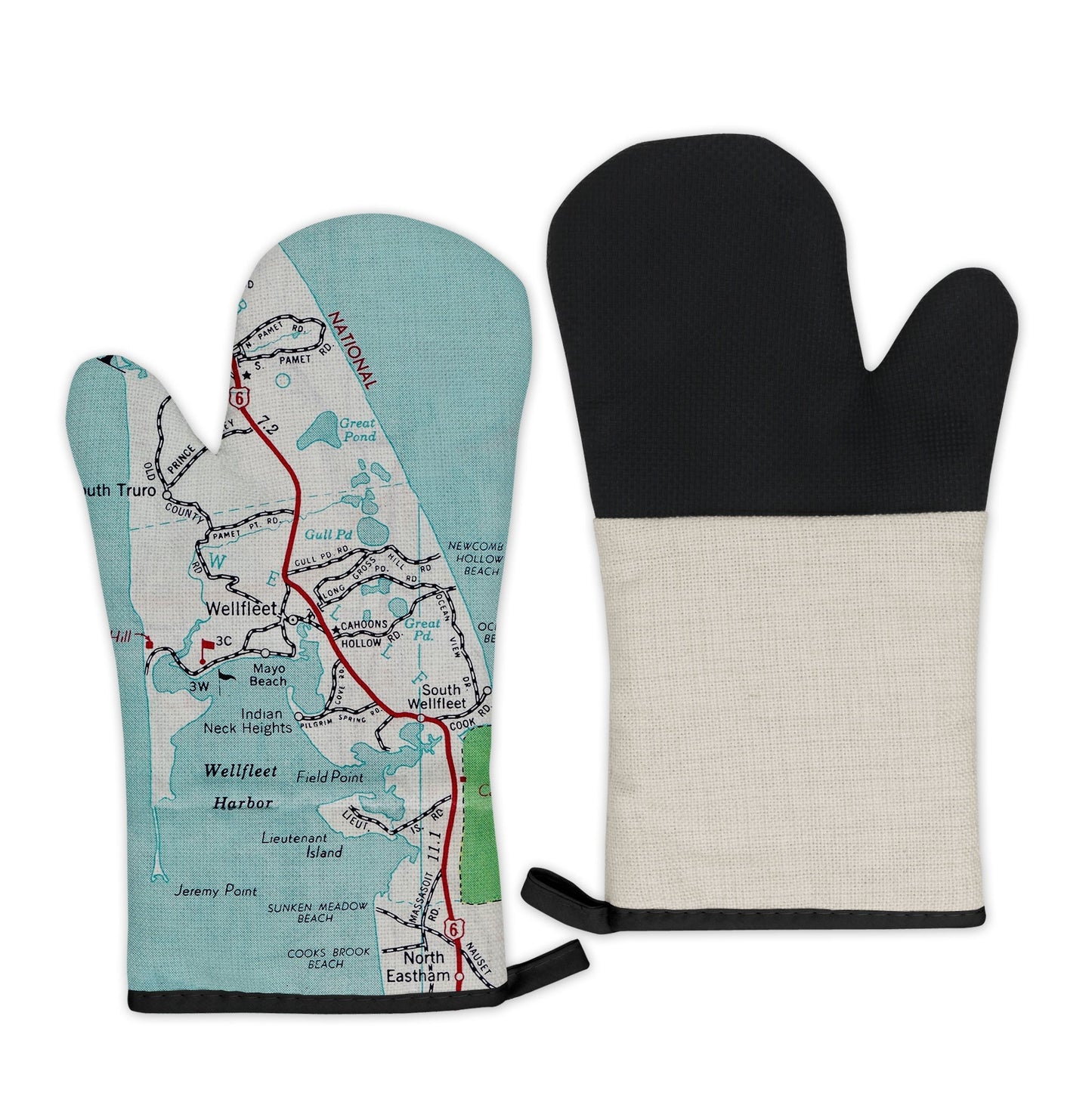 Wellfleet, Massachusetts Map Oven Mitt | Vintage-Inspired Kitchen Gift