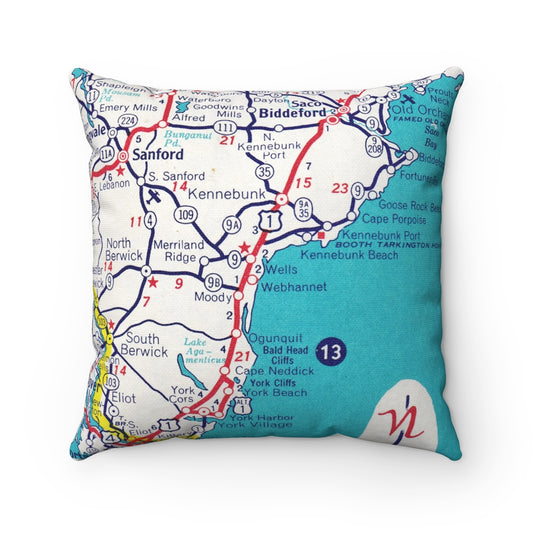 Wells Maine vintage map pillow