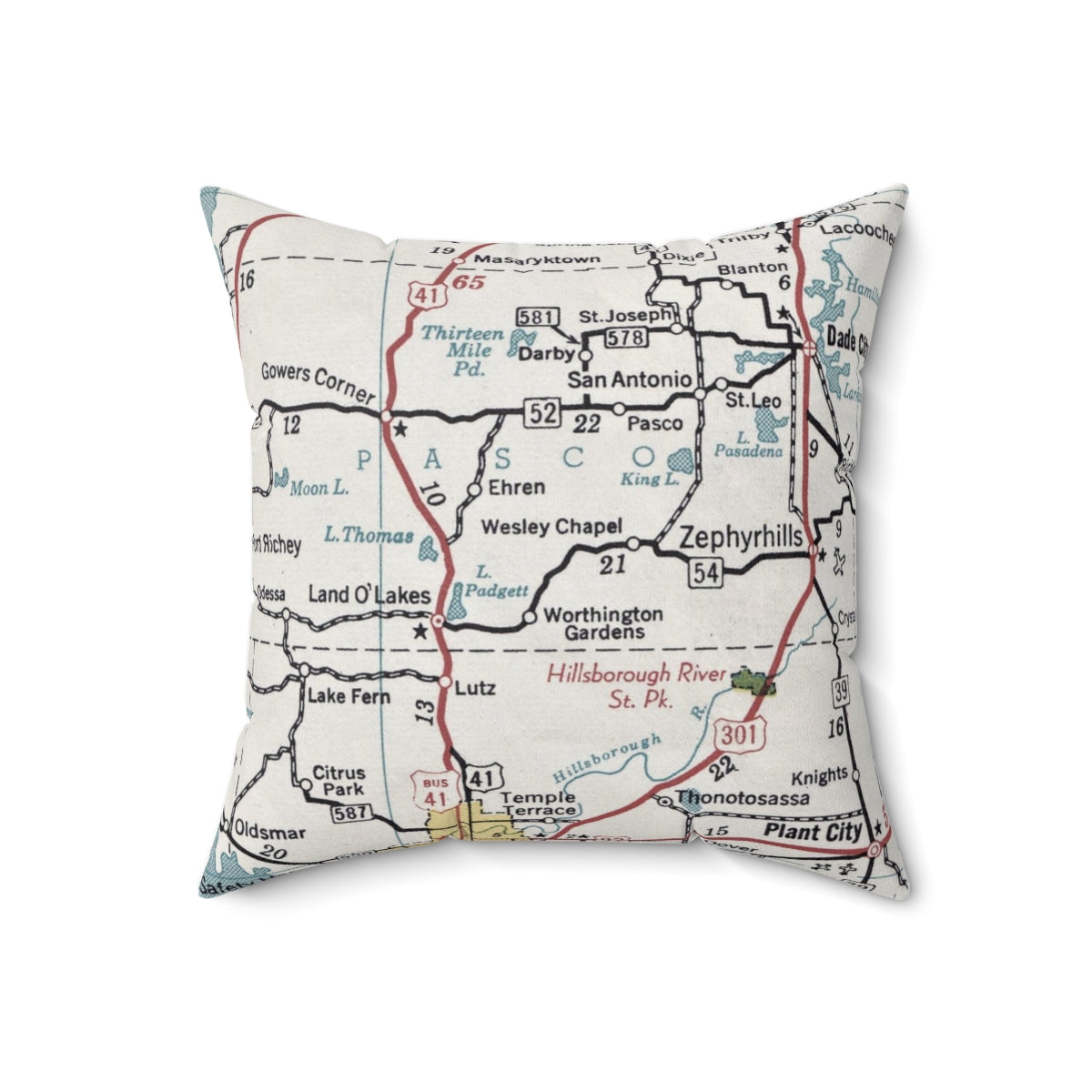 Wesley Chapel Florida vintage map pillow