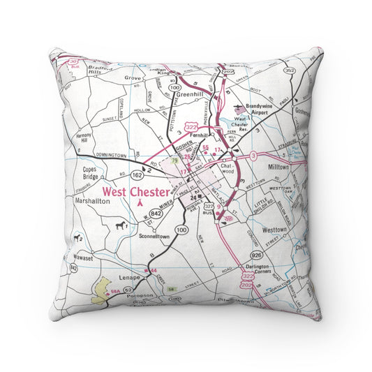 West Chester Pennsylvania vintage map pillow