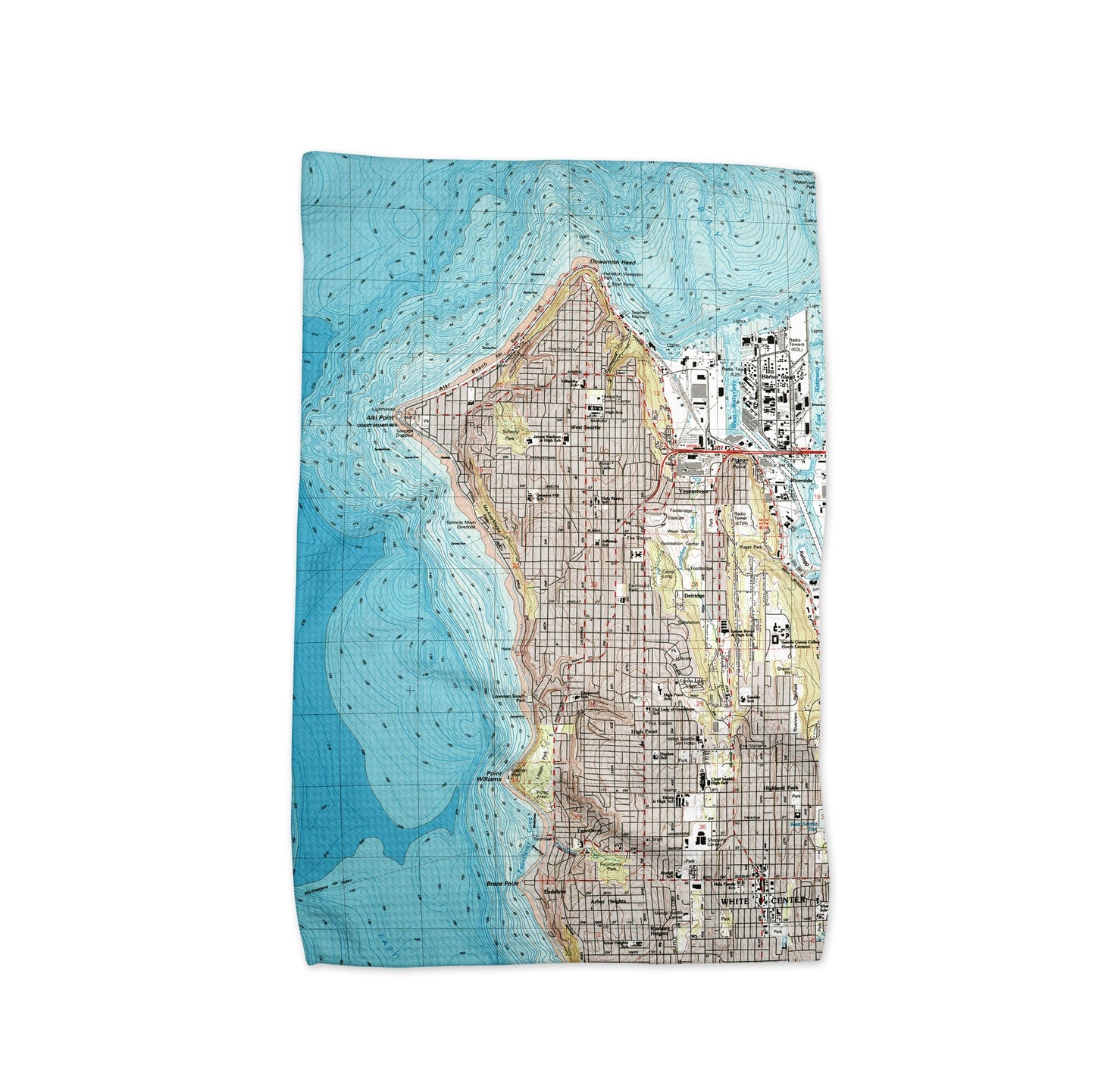 West Seattle Map Tea Towel | Waffle-Weave Kitchen Towel Gift