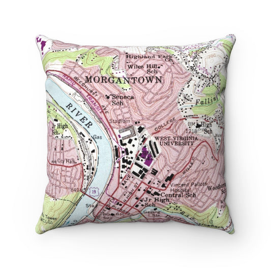 West Virginia University vintage map pillow