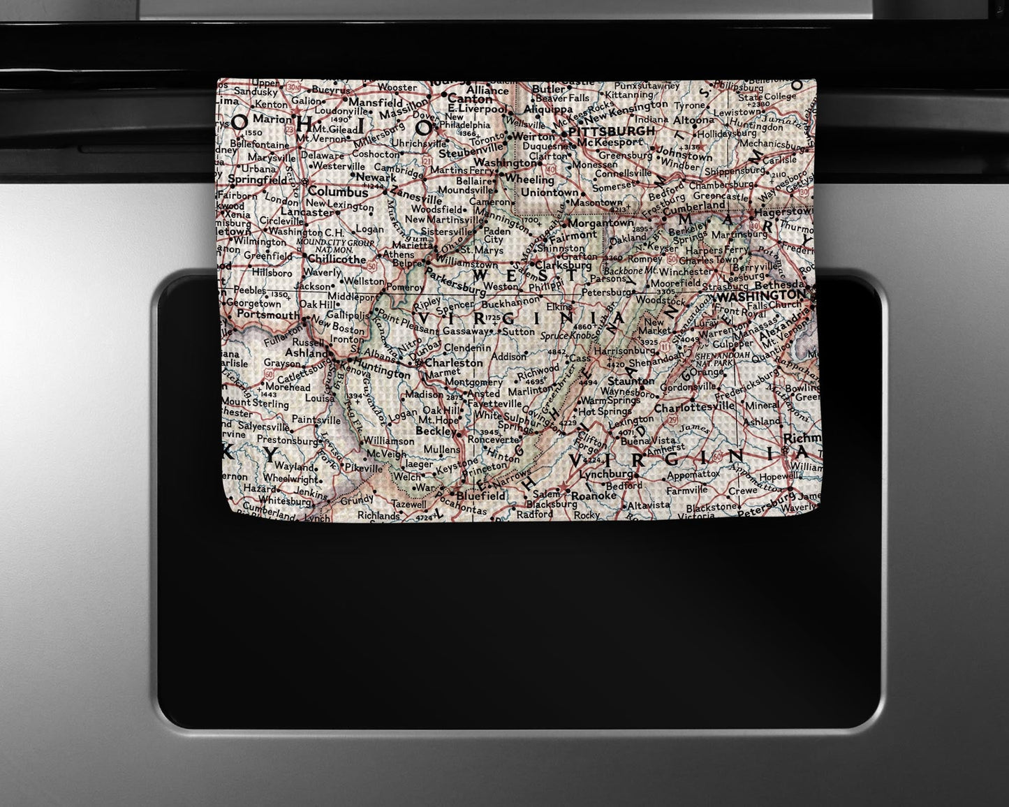 West Virginia Map Tea Towel | Waffle-Weave Kitchen Towel Gift