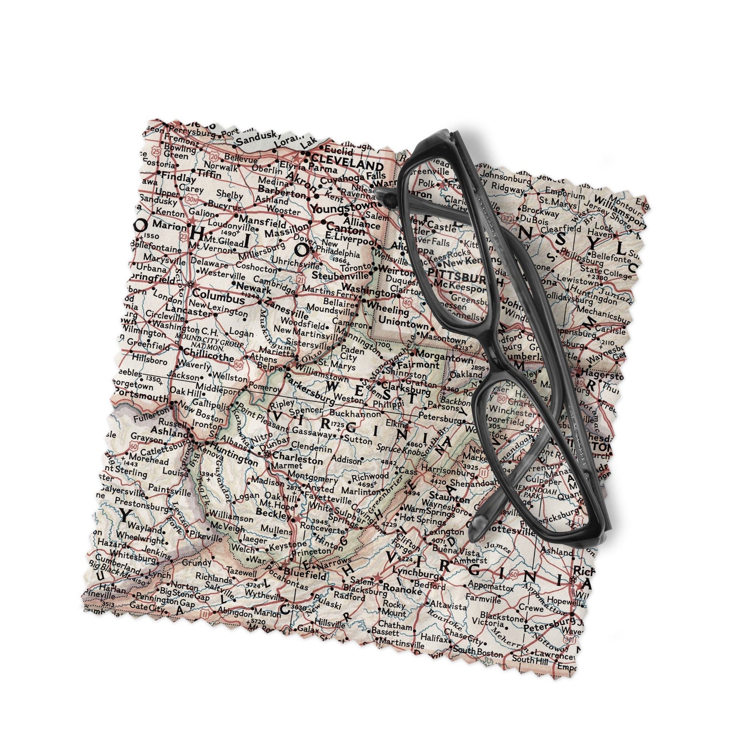 West Virginia Map Lens Cloth | Microfiber Glasses Cleaner | Travel Gift