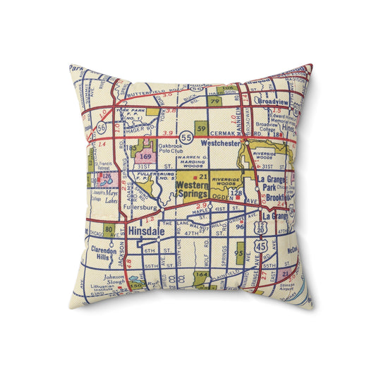 Western Springs Illinois vintage map pillow
