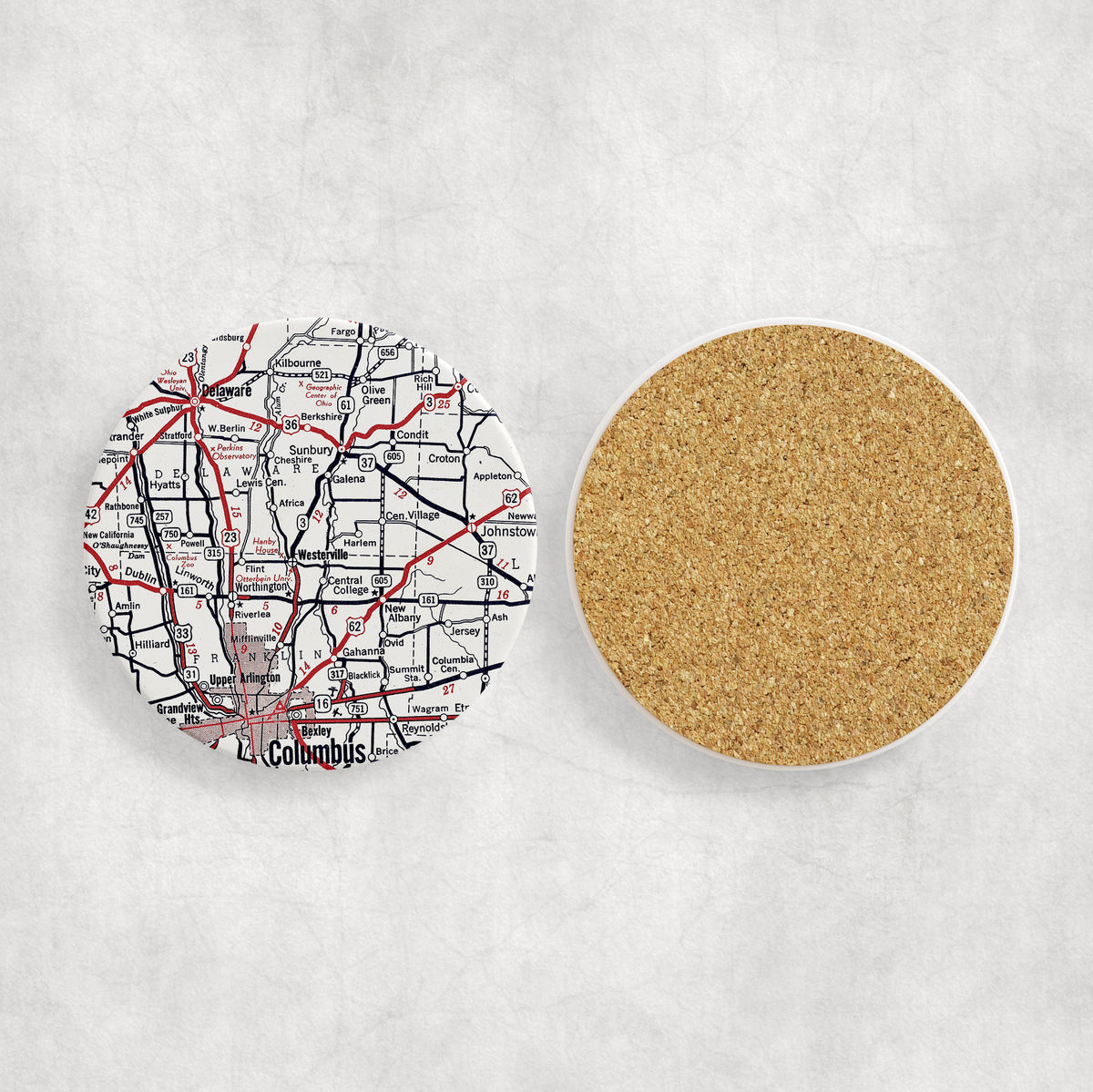 Westerville Ohio Vintage Map Ceramic Coaster Set of 4