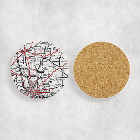 Westerville Ohio Vintage Map Ceramic Coaster Set of 4